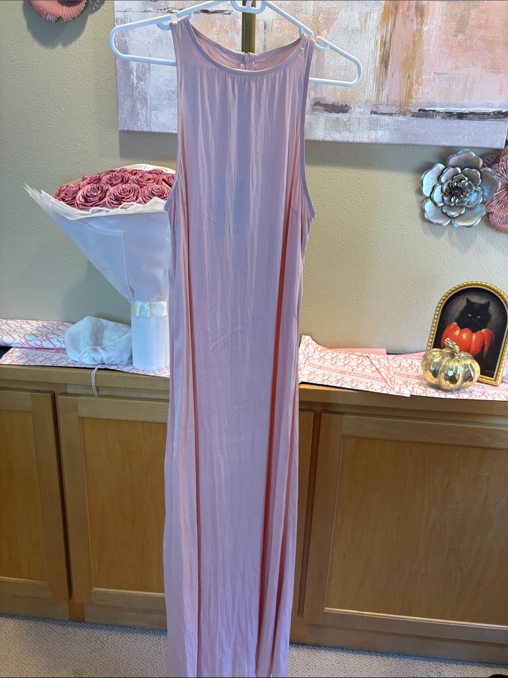 Deluc Light Blush Pink High-Neck Sleeveless Maxi Dress